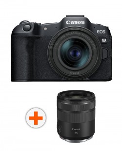 Безогледален фотоапарат Canon - EOS R8, RF 24-50mm, f/4.5-6.3 IS STM + Обектив Canon - RF 85mm f/2 Macro IS STM